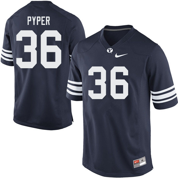 Men #36 Morgan Pyper BYU Cougars College Football Jerseys Sale-Navy